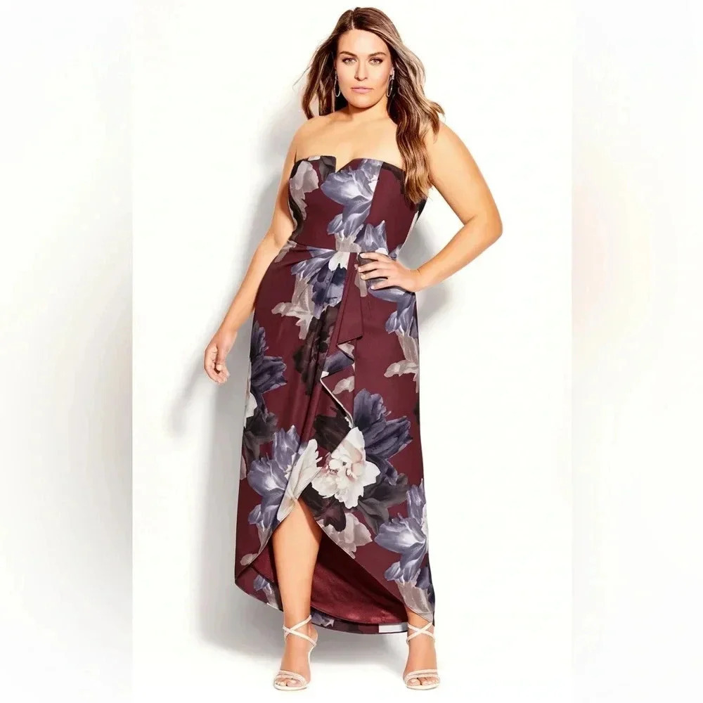 City Chic miss Bordeaux midi dress size XL/22